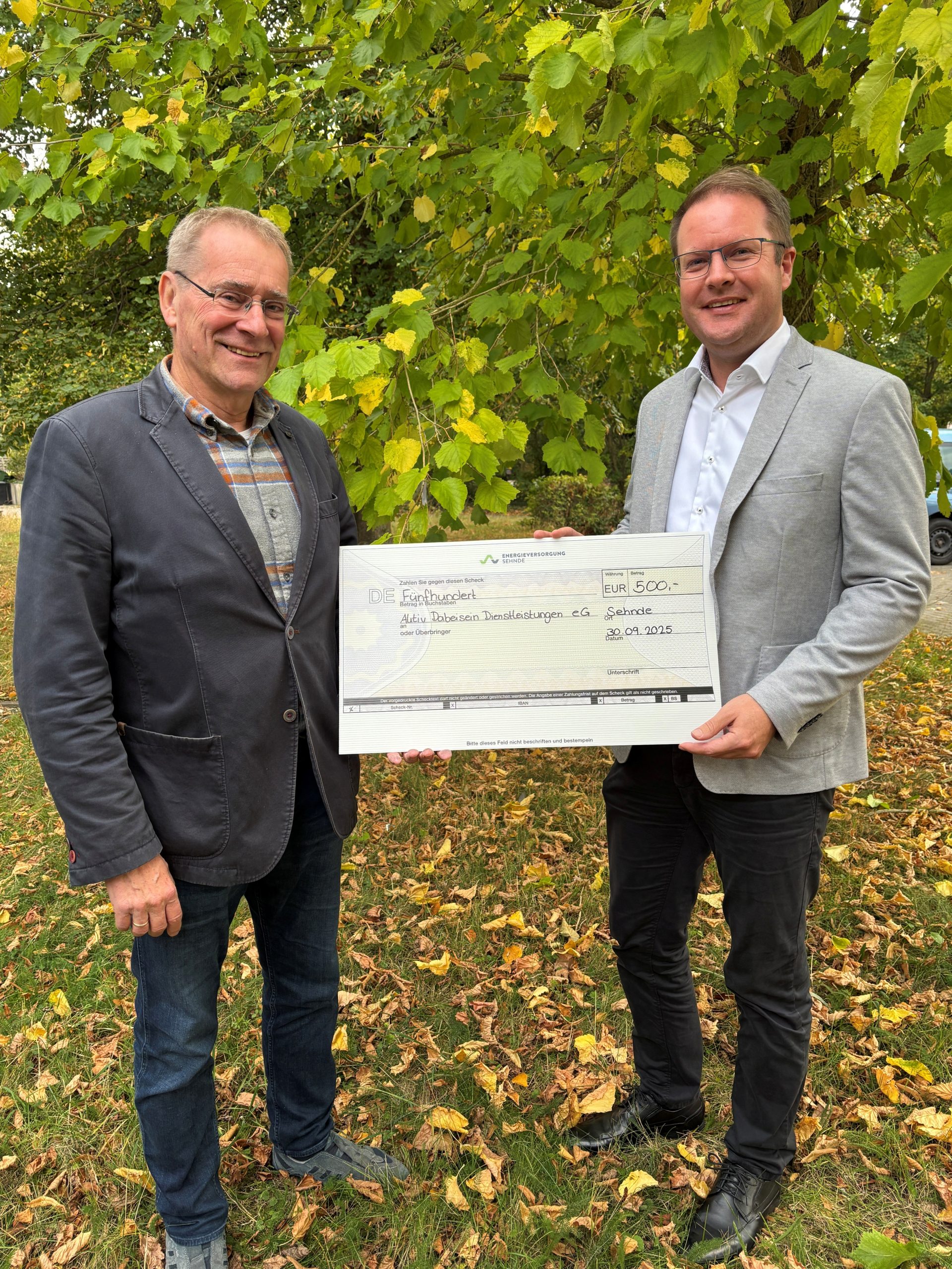 EVS-Fonds 2025, Scheckübergabe Aktiv-Dabeisein eG